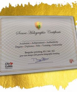 bespoke A5 Holographic certificate UK